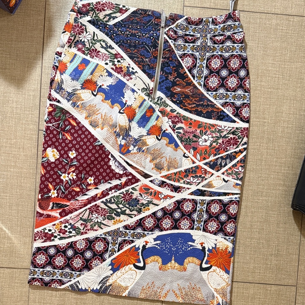 Maeve Multicolor Asian Print Patchwork Pencil Ski… - image 6